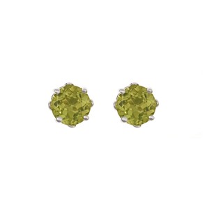 Sterling Silver 5mm Round Genuine Peridot Openwork Stud Earring