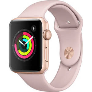 Watch Series 3 42mm Smartwatch (GPS Only, Gold Aluminum Case, Pink Sand Sport Band)