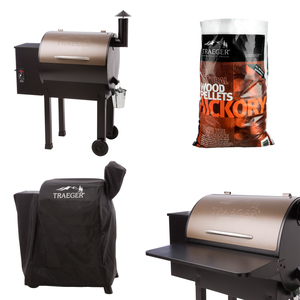 Bronze Lil Texas Elite 22 Grill w/ Grill Cover Hardwood Pellets & Front Shelf