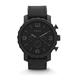 Mens Nate Black Leather Strap Watch Black Dial