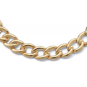 PalmBeach Jewelry Curb Link Necklace in Yellow Gold Tone