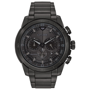 Mens Ecosphere Eco-Drive Black Ion-Plated Watch Black Dial