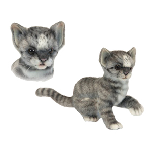 hansa Grey and White Kitten Plush