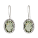 Ladies Sterling Silver Oval Green Amethyst Dangle Earrings