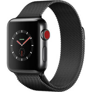 Watch Series 3 38mm Smartwatch (GPS + Cellular, Space Black Stainless Steel Case, Space Black Milanese Loop)