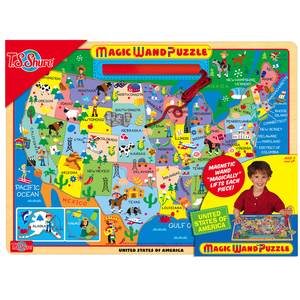 TS Shure Map of the USA Wooden Magnetic Magic Wand Puzzle