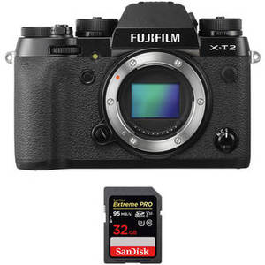 X-T2 Mirrorless Digital Camera Body with Free Accessory Kit (Black)