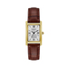 Ladies Gold Case Rectangle Brown Croc Strap Watch Silver-White Dial