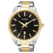 Mens Quartz Two-Tone Bracelet Watch Black Dial