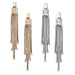 PalmBeach Jewelry Tassel Fringe and Crystal Accent 2-Pair Drop Earrings Set in Gold Tone and Silvertone 2.33"