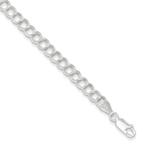 Sterling Silver 8 Inch Polished Charm Bracelet - Lobster Claw