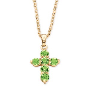 Birthstone Cross Pendant Necklace in Yellow Gold Tone