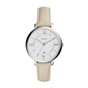 Ladies Jacqueline Beige Leather Strap Watch White Dial