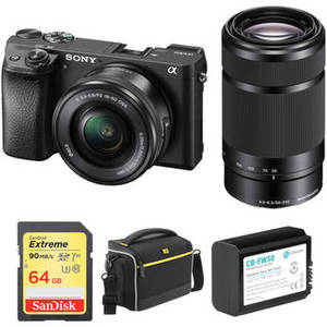 Alpha a6300 Mirrorless Digital Camera with 16-50mm and 55-210mm Lenses and Accessory Kit (Black)