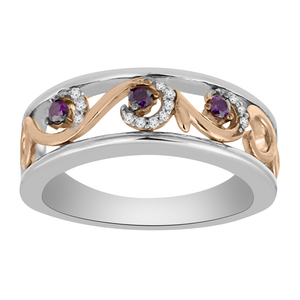 Sterling Silver 10K Pk .15Pt Purple /White Swirl Band