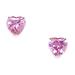 14k White Gold Pink 6mm Heart Shaped Cubic Zirconia Screwback Earrings