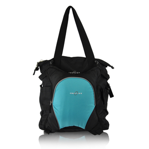 Obersee Innsbruck Diaper Bag Tote with Detachable Cooler - Black/ Turquoise