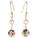 Pink Pearls With Cloisonne Beads Gold Plated Sterling Silver Earrings