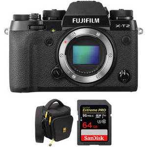 X-T2 Mirrorless Digital Camera and 64GB SD Card Kit (Black Body)