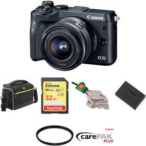 EOS M6 Mirrorless Digital Camera with 15-45mm Lens Deluxe Kit (Black)