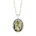 Ladies Sterling Silver Oval Green Amethyst Pendant