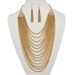 PalmBeach Jewelry 2 Piece Multi-Chain Jewelry Necklace and Earrings Set in Yellow Gold Tone