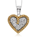 1/2 Cttw. Heart Cluster Silver Brown and White Diamond Pendant