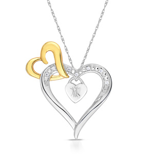 0.05Ctw Sterling Silver Double Heart Pendant