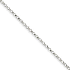 14k White Gold 3mm Solid Double Link Charm Bracelet - 7 Inch - Lobster Claw