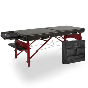 Master Massage 29" Sereno Memory Foam Portable Massage Table Beauty Bed Black Upholstery with Mahogany Legs
