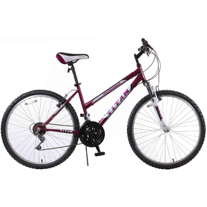 Titan Pathfinder Women's 18-Speed Mountain Bike with 17-Inch Frame and Front Suspension Fork, Purple