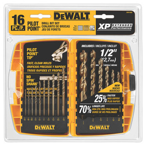 16 Pc. Pilot Point Drill Bit Set