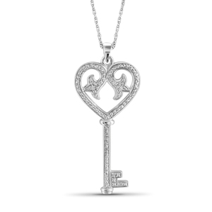 JewelonFire White Diamond Accent Sterling Silver Key Pendant