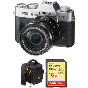 X-T20 Mirrorless Digital Camera with 16-50mm Lens and Free Accessories Kit (Silver)