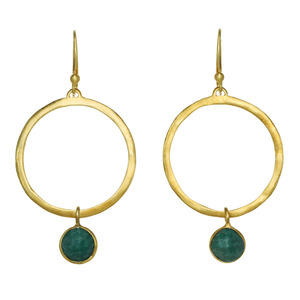 Lita Dyed Emerald Round Hoop Earrings