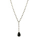 Black Spinel Wrapping Chain w/ Black Onyx Pendant Gold Over Sterling Silver Necklace