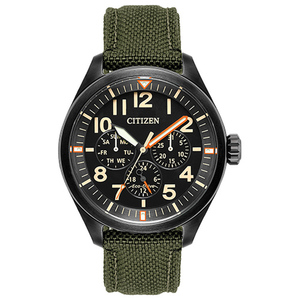 Mens Chandler Eco-Drive Green Codura Watch Black Dial