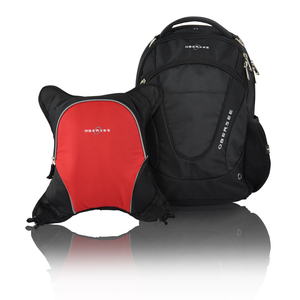 Obersee Oslo Diaper Bag Backpack with Detachable Cooler, Black/Red