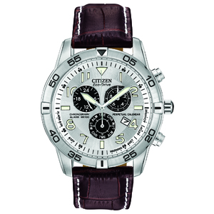Mens Eco-Drive Perpetual Calendar Leather Strap Watch