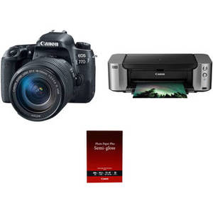 EOS 77D DSLR Camera with 18-135mm USM Lens and Inkjet Printer Kit