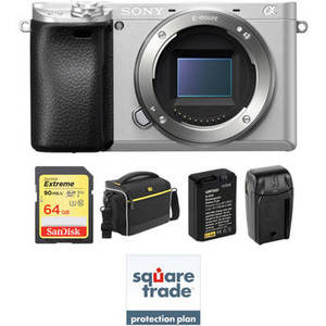 Alpha a6300 Mirrorless Digital Camera Body Deluxe Kit (Silver)