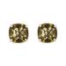 Ladies Sterling Silver 10mm Cushion Cut Genuine Olive Quartz Gemstone Stud Earrings
