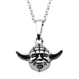 Star Wars Women's 925 Sterling Silver Yoda Head 3D Pendant, 18"