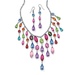 PalmBeach Jewelry Multi-Colored Crystal Silvertone Antique-Finish Bib Necklace and Earrings Set
