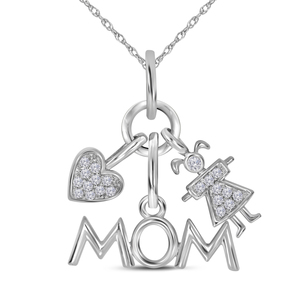  1/10 CTW CHILD HEART MOM DANGLING PENDANT