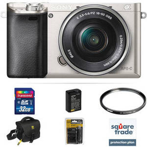 Alpha a6000 Mirrorless Digital Camera with 16-50mm Lens Deluxe Kit (Silver)