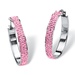 PalmBeach Jewelry Pave Birthstone Hoop Earrings in Stainless Steel