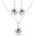 Pear Shaped Purple Amethyst Necklace & Earring Set