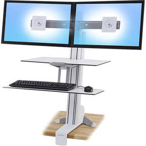WorkFit-S Dual Monitor with Worksurface+ (White)