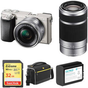 Alpha a6000 Mirrorless Digital Camera with 16-50mm and 55-210mm Lenses and Accessory Kit (Silver)